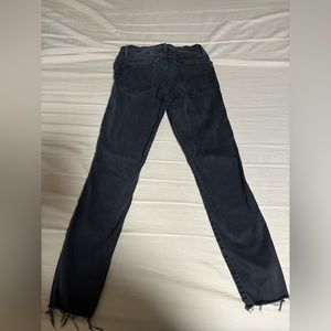 Black le high skinny crop raw edge